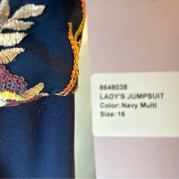 JS COLLECTION Bow Shoulder Wide Leg Women's Jumpsuit SIZE 16 - Picture 7 of 8